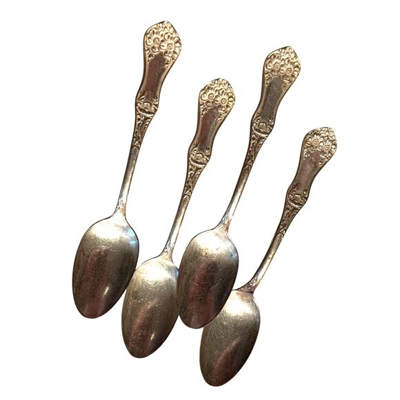 Antique silverplated teaspoons (4) Flower pattern 1906 International Silver - Picture 3 of 7